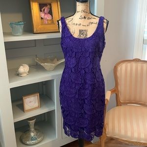 Ralph Lauren purple lace spring designer dress $169 M 8 gorgeous!